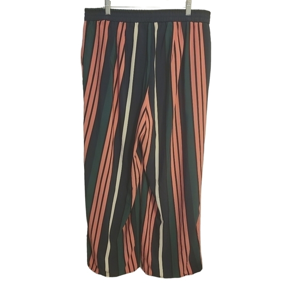 Eloquii | Women's Pink and Green Striped Wide Leg Pants or Slacks (Size 16) - Picture 9 of 10